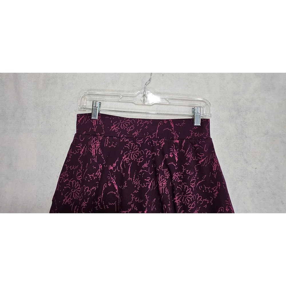 Pact Skirt S Midi flare A-Line Floral Garden Stretch High Rise Purple Jersey - Picture 5 of 7